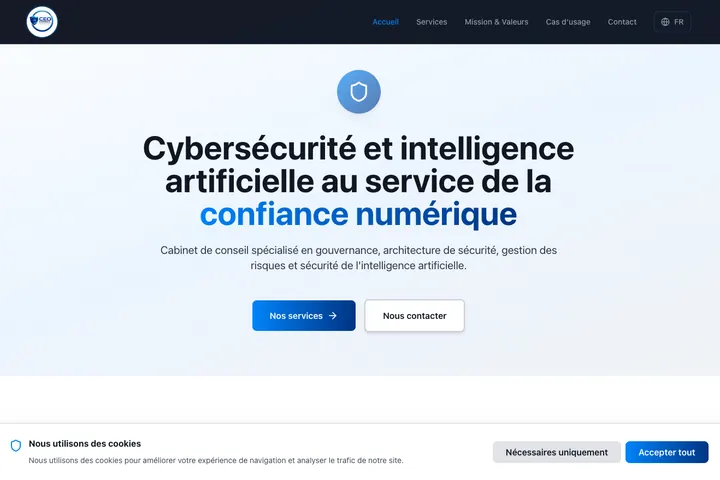 Page d’accueil du site de CEO Conseil