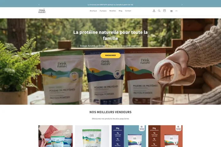 Page d’accueil du site de Drink Nature