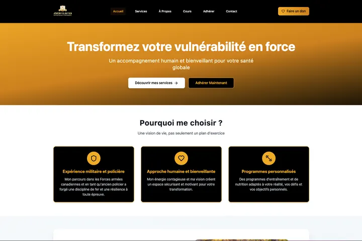 Page d’accueil du site de Jérémy Cloutier