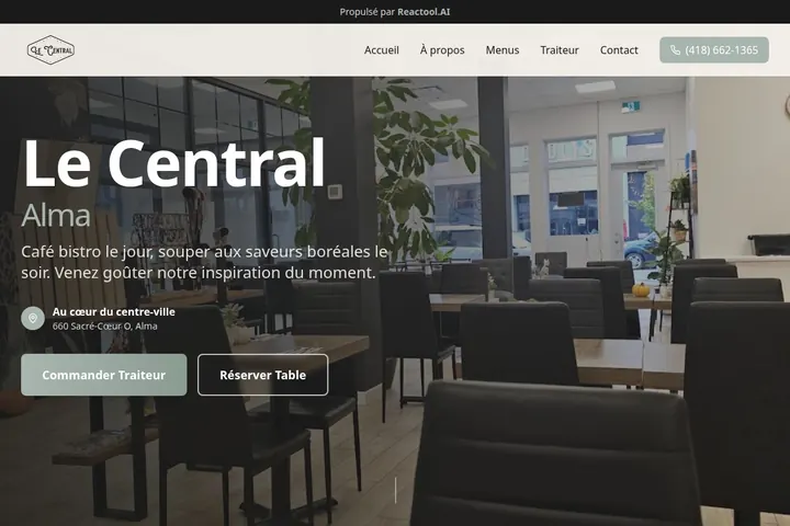 Page d’accueil du site de Le Central Alma