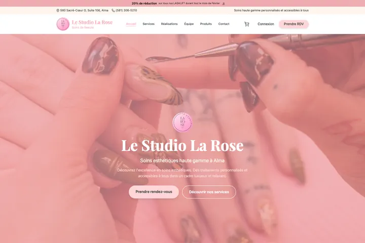 Page d’accueil du site de Le Studio La Rose