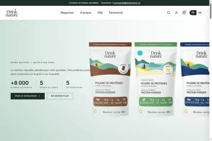 Page d’accueil du site de Drink Nature — Espace partenaire