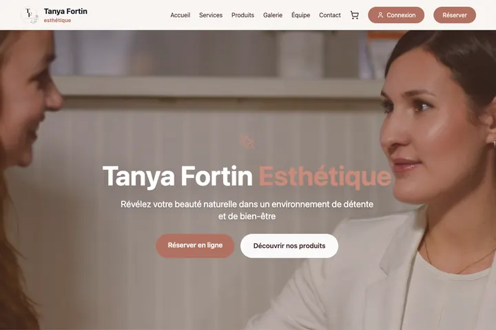 Page d’accueil du site de Tanya Fortin Esthétique